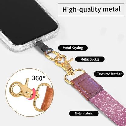 Phone Lanyard Crossbody Wrist Strap, Cute Cell Phone Lanyards for around the Neck Wristlet Wrist Strap - color: Glitter Pink Pattern