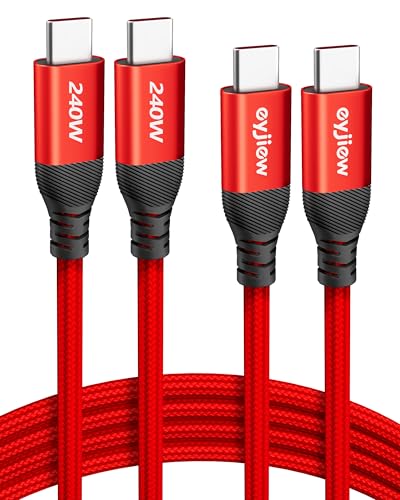 240W USB C to USB C Cable 5FT 2-Pack, USBC to USBC Cable Braided Super Fast - color: Red, size: 5ft