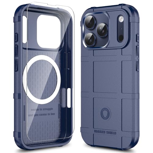Rugged Shield Compatible with MagSafe Case for iPhone 17 Pro (6.3"), 8ft Military Drop Proof, Wear Resistant Tactical Cover, Navy Blue - color: Navy Blue-M, size: iPhone 17 Pro