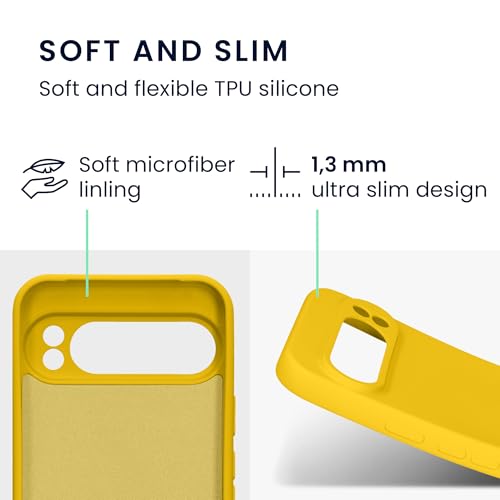 kwmobile Case Compatible with Google Pixel 9 Pro XL Case - Protective Slim TPU Cover with Soft Matte Finish - Radiant Yellow - color: Radiant Yellow