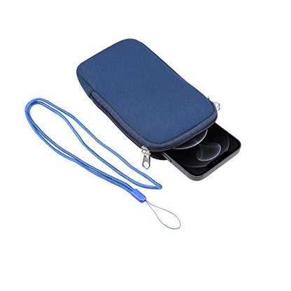 Zip Neoprene Cell Phone Sleeve Case Wallet Pouch for iPhone 17 Pro Max 16 Plus 15 Plus iPhone 14 13 12 Pro Max Moto G 5G 2025 G Power 2026 G Play G Stylus 5G 2024 Google Pixel 10 Pro XL BLU G35 (Blue) - color: Blue