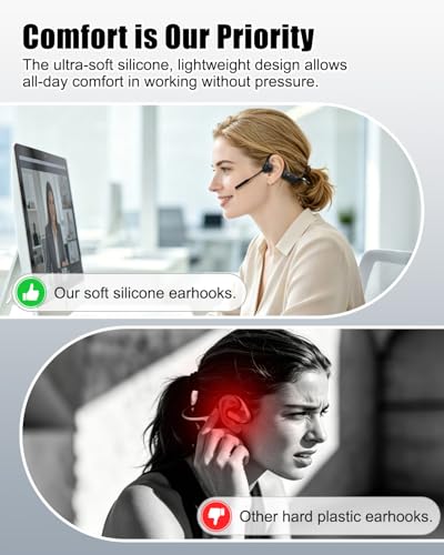 Open-Ear Bluetooth Wireless Trucker Headset with Microphone (Dark) - color: DARK