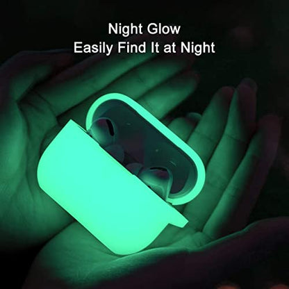 Lerobo for AirPod Pro Case, Silicone Cover with Keychain, Nightglow Green - color: Nightglow Green