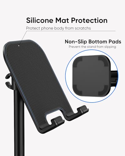 Cell Phone Stand, Phone Holder for Desk, Office Desktop iPhone Stand - color: Black