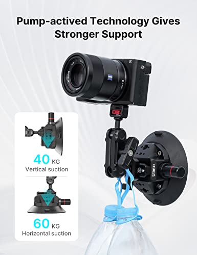 Ulanzi SC-02 Heavy-Duty Suction Cup Mount for Camera/Accessory (4.5"), Pump-actived Vacuum Camera Suction Cup Mount for Action Cameras w Quick Release NATO Magic Arm Car Boat Windshield Window Mount - color: SC-02