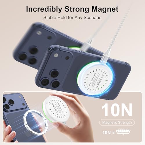 25W Magnetic Wireless Charger Fast Charging Pad MagSafe Charging Station - color: White-2