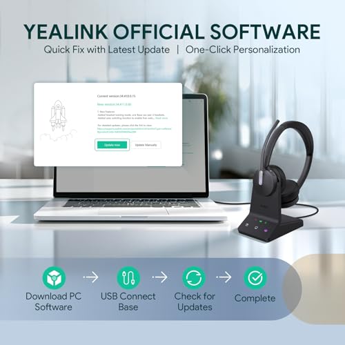 Yealink WH64 Mono DECT & Bluetooth Wireless Headset for Phone PC Cellphone - size: Mono