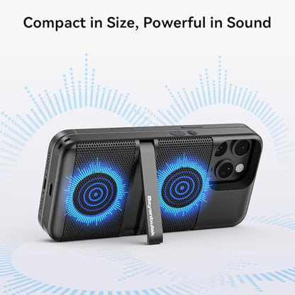 MagTune Max Magnetic Bluetooth Speaker for iPhone 16 Pro Max, Multifunctional Portable Snap-On Wireless w/ Kickstand, Magnet Pocket Audio, Fits Any Magnetic Surface, iPhone/Android/Windows(Black)
