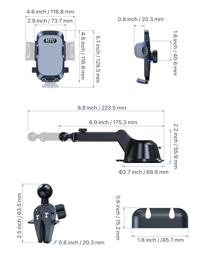 【98+LBS Strongest Suction & Military-Grade】Ultimate Car Phone Mount【Patent & Safety Certs】 Cell Phone Holder Truck Stand for Dashboard Windshield Vent for iPhone 17 Pro Max 16 15 Samsung (Light Grey) - color: Light Grey