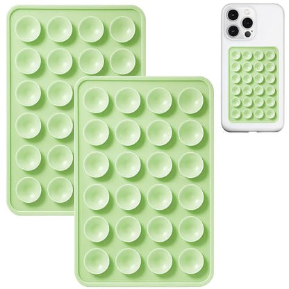 Anteel 2 Pack Silicone Suction Phone Case Mount, Non Slip Sticky Phone Grip for Cellphone, Silicon Adhesive Suction Cup Phone Mount, Strong Grip Holder for Selfies & Videos (Light Green) - color: Light Green