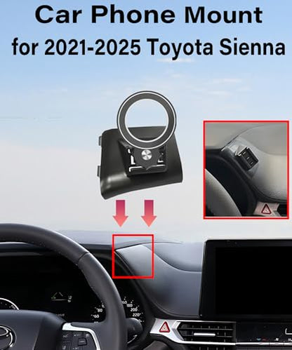 Car Phone Holder for Toyota Sienna 2021-2025 Accessories Adjustable Cell Phone Mount Compatible with MagSafe Hands-Free 360 Degree Rotation Does Not Affect Air Vent