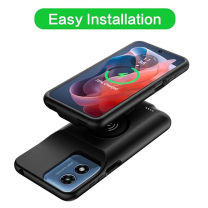 Wireless Charging Case for Moto G Play 2024, Upgraded 10000mAh Rechargeable Portable Charging Case Compatible with Moto G Play 2024 (6.5 inch) with Carplay Extended Battery Pack Charger Case (Black) - size: Moto G Play 2024