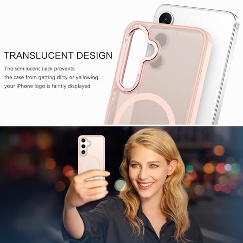 BENTOBEN Magnetic for Samsung Galaxy S24 Plus Case [Compatible with Magsafe] Translucent Matte Slim Thin Shockproof Anti-Yellow Women Men Protective Phone Cover for Samsung Galaxy S24 Plus 6.7",Pink - color: Pink