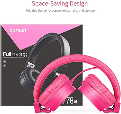 Kids Headphones, Lightweight Stereo Wired Toddler Headphones, Adjustable Headband Children's Headset for Smartphones Computer Pad Earphones(Pink) - color: Pink