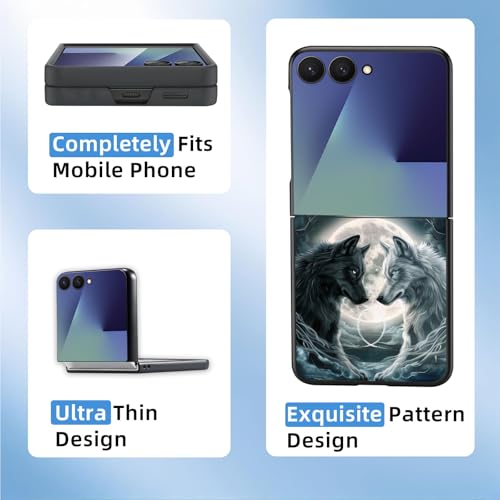 for Z Flip 7 Case Ultra Thin 1.2mm Matte Hard PC Phone Cover- Anti-Scratch Anti-Fingerprint Slim Fit Shockproof Protection Cover for Samsung Galaxy Z Flip 7 Case,Black White Wolves - color: Black White Wolves