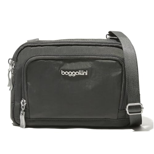 Baggallini Triple Zip with Front Wallet/Trifecta RFID Wallet Crossbody - color: Charcoal