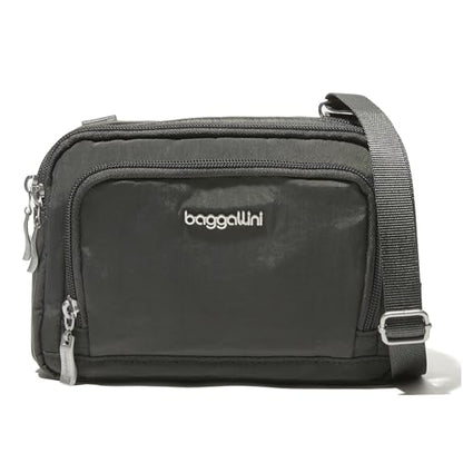 Baggallini Triple Zip with Front Wallet/Trifecta RFID Wallet Crossbody - color: Charcoal