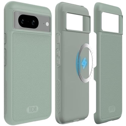 TUDIA MergeGrip [Magsafe Compatible] Designed for Google Pixel 8 Case (2023) - Dual Layer [Military Grade] Shockproof Slim Rugged Tough Heavy Duty Phone Cases - Green Lily - color: Green Lily, size: Magnetic Pixel 8