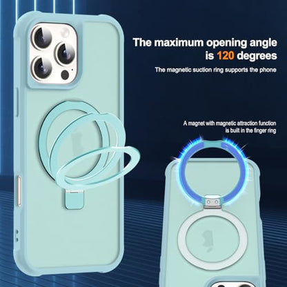 SKYLMW Compatible with iPhone 16 Pro Case with Stand,Blue | iPhone 16 Pro Phone Case 6.3",Magnetic Ring Stand,Compatible with MagSafe,Military-Grade Protection,Great Grip Feeling - color: Blue, size: Iphone 16 Pro