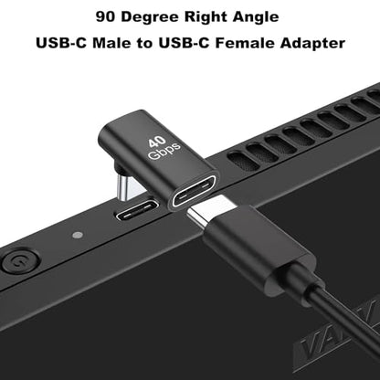 AreMe 90 Degree USB-C Male to Female Adapter 2 Pack, Black - color: Black