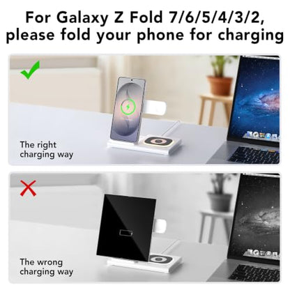 Wireless Charger for Samsung Charging Station, Foldable & Nightlight - color: white