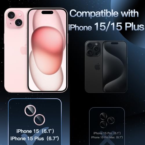 JETech Camera Lens Protector for iPhone 15/15 Plus, Pink, 1 Set - color: Pink