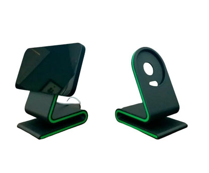 Modern Phone Stand with Magnetic Charging Compatibility – Custom Accent Color – Black Base (Magnetic Charger Not Included) (Marble) - color: Marble
