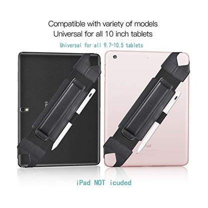joylink iPad Hand Holder Strap with Pen Loop and 360° Swivel Leather Handle Grip Elastic Belt, Compatible with iPad Air, iPad Pro, Samsung and Nexus, 10.1 Inch Tablets, Black Upgrade Version