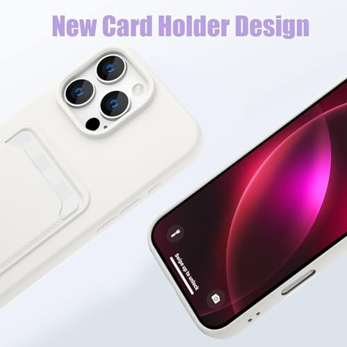 MZELQ Compatible with iPhone 16 Pro Max Case Card Holder -White | Wallet Cover,Camera Protection + Screen Protector Soft Card Slot Phone Case - color: White, size: iPhone 16 Pro Max