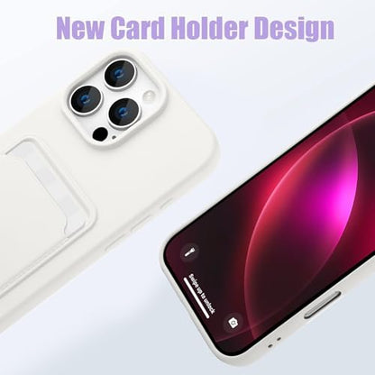 MZELQ Compatible with iPhone 16 Pro Max Case Card Holder -White | Wallet Cover,Camera Protection + Screen Protector Soft Card Slot Phone Case - color: White, size: iPhone 16 Pro Max