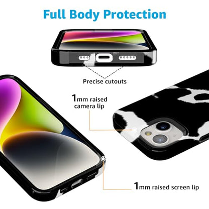 Casely iPhone 15 Plus Case | Current Mood | Cow Print | Compatible with MagSafe | Classic Ultra Slim Design - color: Current MOOd | Cow Print