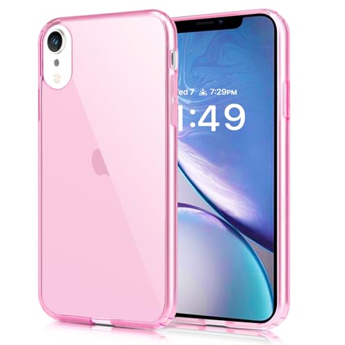 JJGoo Compatible with iPhone XR Case Clear Soft Transparent Shockproof Protective Slim Thin Bumper Phone Cover for XR, Clear Pink - color: Pink