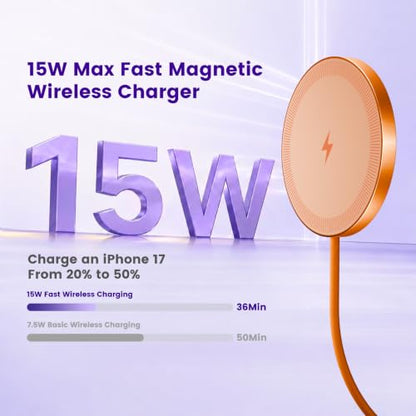 15W Magnetic Fast Charging Pad, Wireless Charger for Apple MagSafe - color: Orange*3