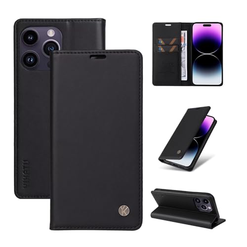 Caseurban Compatible with iPhone 15 Pro Max Wallet Case PU Leather Flip Folio Case with Card Holder Magnetic Closure Shockproof Protective Phone Cover Black - color: Black, size: iPhone 15 Pro Max