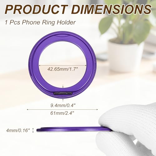 PATIKIL Phone Ring Holder, Metal 360 Rotation Magnetic Phone Grip Holder Stand with Adhesive Backing Smartphone Finger Grip Kickstand for Tablet Case Car Mount Accessory, Purple - color: Purple
