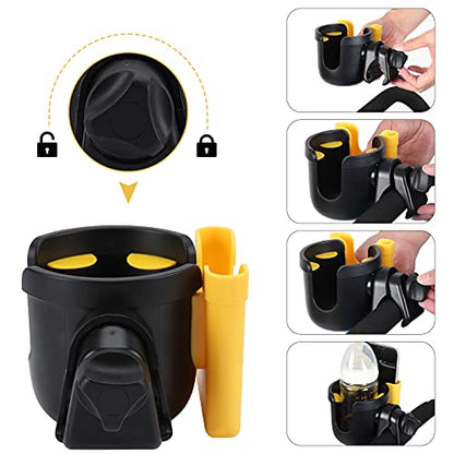 Accmor Wheelchair Cup Holder with Phone Holder, ﻿Universal 360° Rotatable Walker Cup Holder Rollator Scooter Accessory - color: Yellow