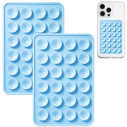 Anteel 2 Pack Silicone Suction Phone Case Mount, Non Slip Sticky Phone Grip for Cellphone, Silicon Adhesive Suction Cup Phone Mount, Strong Grip Holder for Selfies & Videos (Baby Blue) - color: Baby Blue