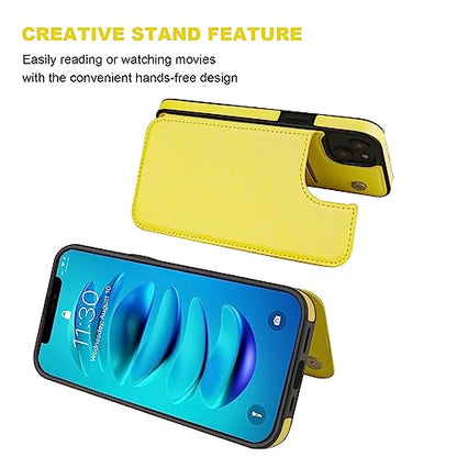 ONETOP for iPhone 14 Plus Wallet Case with Credit Card Holder,Yellow | Kickstand,ID/Cash Holder,Case Wallet with Card Slots,Double Magnetic Clasp,Durable PU Leather Shockproof Cover for Women Men - color: Yellow