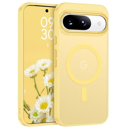 BENTOBEN for Google Pixel 9 Case [Compatible with Magsafe] Translucent Matte Magnetic Pixel 9 Case Slim Thin Shockproof Women Men Girls Boys Protective Phone Cases for Google Pixel 9 6.3", Yellow - color: Yellow