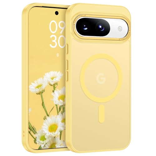 BENTOBEN for Google Pixel 9 Case [Compatible with Magsafe] Translucent Matte Magnetic Pixel 9 Case Slim Thin Shockproof Women Men Girls Boys Protective Phone Cases for Google Pixel 9 6.3", Yellow - color: Yellow