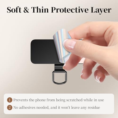 Dadanism Phone Tether Tab 2 Pack, Ultra-Thin Stainless Steel Lanyard Patch - color: Black, style: Style B - 2 Pack