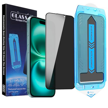 2-Pack Privacy Screen Protector for iPhone 14 Pro and iPhone 16 and iPhone 15 6.1-Inch, 9H Tempered Glass, Full Coverage, Anti-Fingerprint, Auto Dust-Elimination, No Bubble, Easy Installation - size: for iPhone 14 Pro / iPhon 15 / iPhon 16