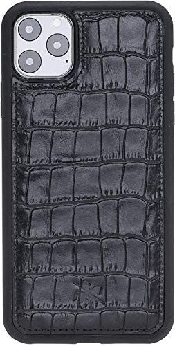 Venito Lucca Leather Case Compatible with iPhone 11 Pro Max (6.5inch) – Extra Secure with Padded Back Cover - Black Crocodile - color: Black Crocodile, size: iPhone 11 Pro Max