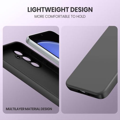 Slim case for Galaxy S24 5g, Liquid Silicone Case for Galaxy S24 2024 (6.2 inch) Shockproof Protective Soft Rubber Samsung Galaxy s24 6.2 Silicone case, Black - color: Black