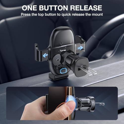 miracase Upgraded Wider Clamp Phone Holders for Your Car, Metal Hook Air Vent Car Mount [Thick Cases Friendly] Automobile Hands Free Compatible with iPhone 17/16/15/14/13 Series All Smartphone - style: Black Air Vent-Mirrored