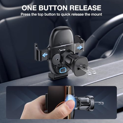 miracase Upgraded Wider Clamp Phone Holders for Your Car, Metal Hook Air Vent Car Mount [Thick Cases Friendly] Automobile Hands Free Compatible with iPhone 17/16/15/14/13 Series All Smartphone - style: Black Air Vent-Mirrored