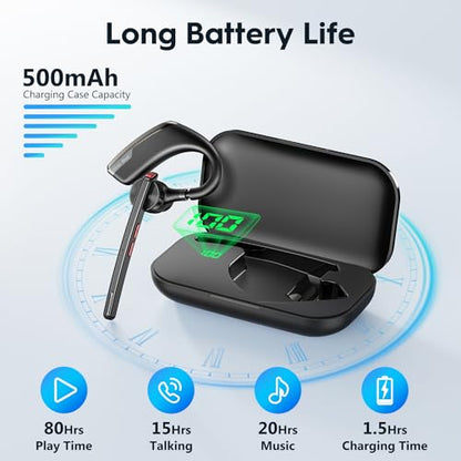 New Bee Bluetooth Headset, Dual Mic Noise Cancelling Bluetooth Earpiece - size: 1 PACK