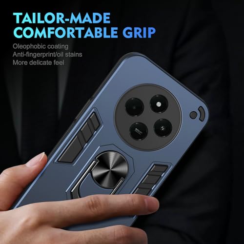 Compatible with Xiaomi Redmi A4/Poco C75/Redmi A3 Pro/14C 4G Phone Case Cover Built-in Stand Shockproof and Drop-Proof [with Tempered Glass Screen Protector] Blue - color: HY-GZS-blue, size: Xiaomi Redmi A4/Poco C75/Redmi A3 Pro/14C 4G