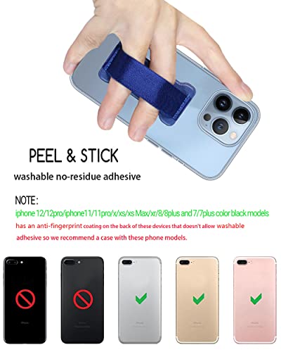 Phone Grip Holder for Hand, Universal Finger Strap Phone Holder, Finger Selfie Grip Compatible with Most Smartphones (Blue) - 2Pack - color: Blue