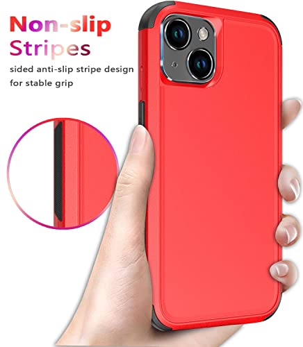 Diverbox for iPhone 14 Case [Shockproof] [Dropproof] [Tempered Glass Screen + Camera Lens Protector],Heavy Duty Protection Phone Case Cover for Apple iPhone 14 (Red-3in1) - color: RED-3in1